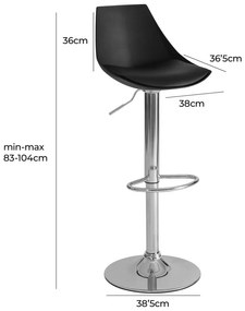Scaune de bar negre cu înălțime ajustabilă 2 buc. din imitație de piele (înălțime șezut 56,5 cm) – Casa Selección