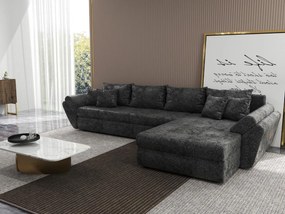 Colțar extensibil dumonde cu ladă de depozitare si sezut confortabil din spuma high-density, Loana XL Euphoria Negru II 335x185 cm