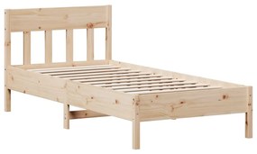 842674 vidaXL Cadru de pat cu tăblie, 90x190 cm, lemn masiv pin