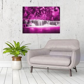 Tablou pe sticlă - Cascadă, violet (70x50 cm)
