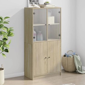 vidaXL Dulap înalt cu uși, stejar sonoma, 68x37x142 cm, lemn compozit