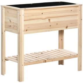 Outsunny Jardiniera sur pieds potager cu etajere din lamele 90 x 40 x 81 cm inserții de irigare, geotextil inclus lemn masiv | Aosom Romania