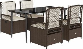 vidaXL Set mobilier de grădină, 5 piese, cu perne, maro, poliratan