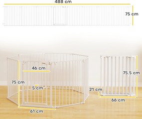 PawHut Gard pentru Câini cu 8 Panouri Modulabile cu Închidere Automată, din Oțel și ABS, 61x3x75 cm, Alb | Aosom Romania