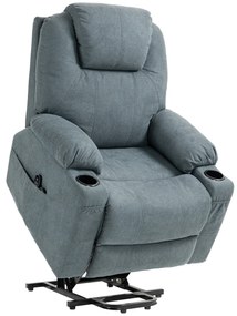HOMCOM Fotoliu pentru Masaj cu Ridicare pentru Persoane În Vârstă, 8 Puncte de Masaj, Pungi Laterale, Telecomandă, 90L x 101B x 107 cm, Gri | Aosom Romania