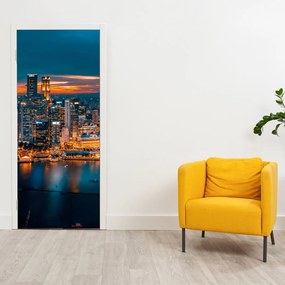 Fototapet pentru ușă - Oraș noaptea (95x205cm)