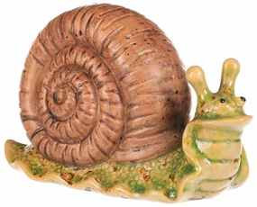 Decorațiuni de grădină Melc maro deschis, 16 x 7 x10 cm, ceramică