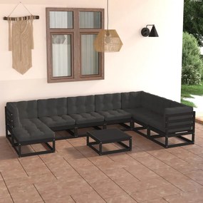 3076773 vidaXL Set mobilier grădină cu perne, 9 piese, lemn masiv de pin