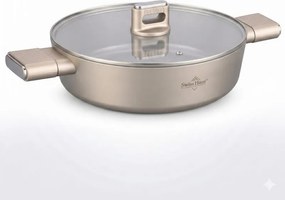 Oală joasă Swiss Haus SH-SCLC24CH, 2,8 l, 24 cm, acoperire ceramică Sapphire, cuptor până la 160 °C, inducție, culoare șampanie