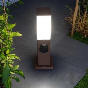 Brilagi - Lampă de exterior cu 2 prize SCHUKO NOVA, 1xE27/15W/230V, 40 cm, IP44, maro