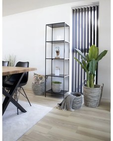 Raft Vita cu 5 rafturi, negru, cu cadru negru, 51x36x170 cm