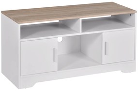 Mobilier pentru TV pana la 42", din fibra de lemn, 105x40x52cm, Alb si lemn natural HOMCOM | Aosom Romania