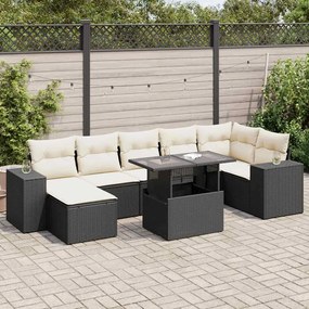 3326837 vidaXL Set mobilier de grădină cu perne, 8 piese, negru, poliratan