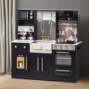 Bucatarie copii din lemn moderna neagra