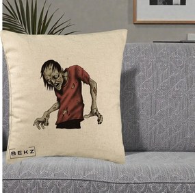 Perna Decorativa Halloween Zombie Infricosator, 40x40 cm, Bej, Husa Detasabila, Perna Inclusa, BEKZ®