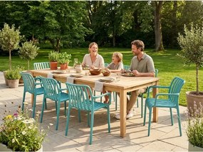 Scaun din plastic TREGO cu brate, albastru