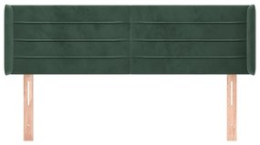 Tablie de pat cu aripioare verde inchis 147x16x78 88 cm catifea 1, Verde inchis, 147 x 16 x 78 88 cm