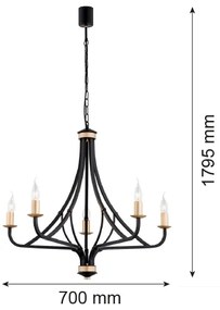 Lustră pe lanț LORENZO 5xE14/7W/230V Argon 2171
