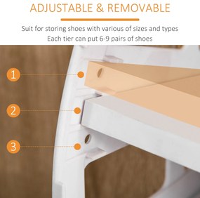 HOMCOM Suport pentru Pantofi Modern care Economiseste Spatiu cu 3 Usi si Rafturi Reglabile, Sertar si Dulapior cu Polite, Culoarea Lemnului si Alb