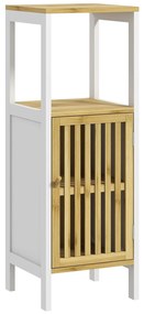 HOMCOM Coloană de baie Dulap auxiliar de baie cu 1 raft deschis 1 ușă și 1 raft reglabil 32x30x90,5 cm Natural | Aosom Romania