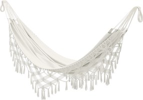 Outsunny Hamac Exterior Boem, Hamac de grădină Suspendat cu Franjuri și Sac de Transport extra-larg 288 x 150 cm, Bej | Aosom Romania