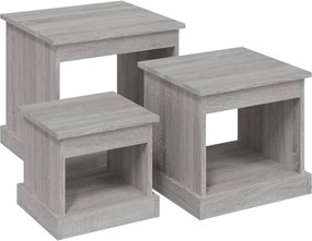 vidaXL Măsuțe de cafea, 3 buc., gri sonoma, lemn prelucrat
