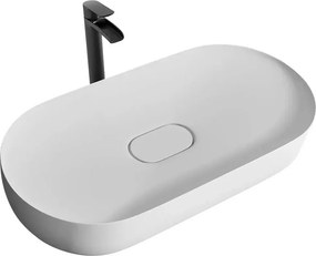 Lavoar pe blat Rea Iris compozit oval 70 cm alb lucios