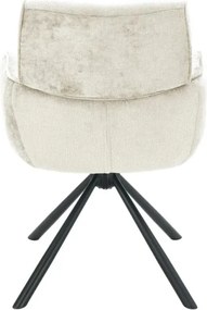 Set de 2 scaune pivotante, Metal Negru, Chenille Sampanie, UNIQUE A-46322 VC