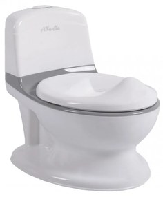 Olita premium pentru copii NOVOKIDS™ Atlantic seat, Cu sunete, Vas detasabil, Plastic non toxic, Suport hartie igienica, Gri cu Alb