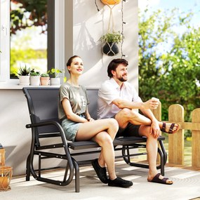 Outsunny Banca Tip Leagan 2 Locuri din Metal, Negru, 123x70x87 cm | Aosom Romania