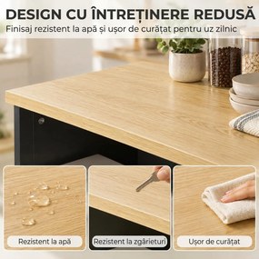 HOMCOM Dulap pentru Cuptor cu Microunde cu Dulap Inferior și 3 Rafturi Laterale cu Ușă din Sticlă, din Lemn, 80x35x97 cm, Negru | Aosom Romania