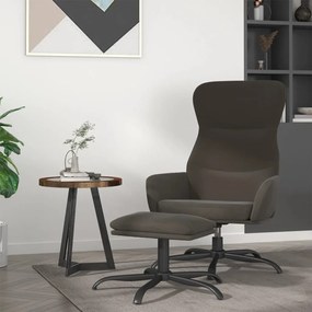 3097475 vidaXL Scaun de relaxare cu taburet, gri închis, țesătură microfibră