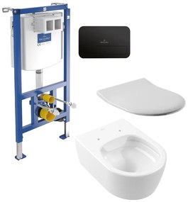 Set vas WC Villeroy &amp; Boch Avento 5656R001, cadru încastrat Villeroy &amp; Boch ViConnect 92246100, 9M87S101, 922490AN