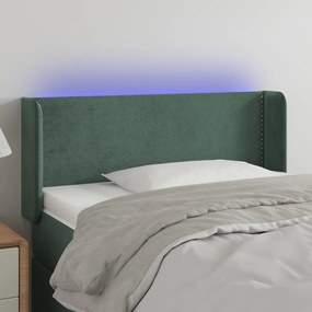 3123129 vidaXL Tăblie de pat cu LED, verde închis, 83x16x78/88 cm, catifea