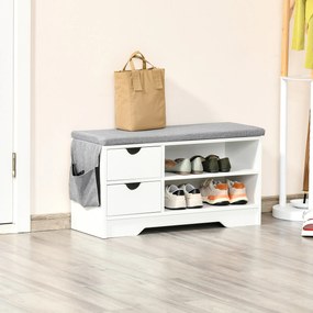 Banchetă Pantofar Compactă HOMCOM, Bancă Depozitare din Lemn pentru 4 Perechi Pantofi, Design Modern, Alb | Aosom Romania