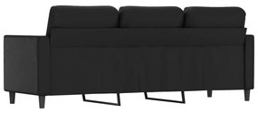 Canapea cu 3 locuri, negru, 180 cm, piele ecologica Negru, 200 x 77 x 80 cm