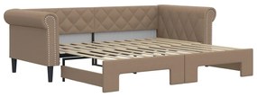 3197726 vidaXL Pat de zi cu extensie, cappuccino, 90x200 cm, piele ecologică
