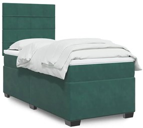 vidaXL Pat continental cu saltea, verde închis, 80x200 cm, catifea