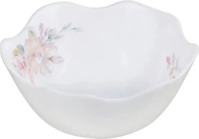 Set de masă Kinghoff KH 2035, 18 piese, pentru 6 persoane, sticlă opală, motiv floral, alb