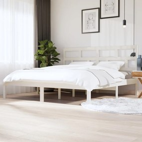 3101239 vidaXL Cadru de pat, alb, 200x200 cm, lemn masiv de pin