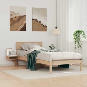 vidaXL Cadru de pat cu mese laterale cu headboard Maro 90 x 200 cm
