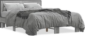 vidaXL Cadru de pat, gri sonoma, 120x200 cm, lemn prelucrat și metal