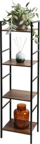 Raft metalic pentru salon cu 4 polițe din MDF, 29,5 x 23,5 x 106,5 cm