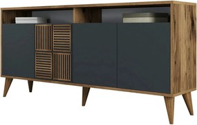 Comoda MILAN, nuc/gri antracit, PAL melaminat, 160x35x78 cm