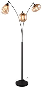 Lampadar negru/portocaliu cu abajur din sticlă (înălțime 200 cm) Lumina – Trio