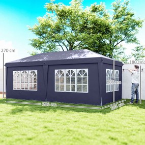 Outsunny Foisor de gradina pliabil pentru exterior cu 6 panouri laterale, 585x295cm albastru | AOSOM RO