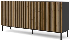 Comodă F 3D3S 200 Rowanna (Negru + Stejar artisan). 1125073