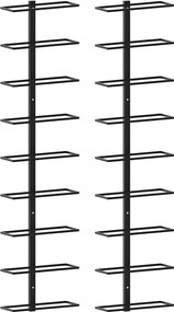 vidaXL Suporturi sticle de vin de perete 18 sticle 2 buc. negru fier