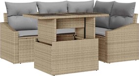 vidaXL Set de canapele pentru grădină 5 pcs Beige și gri deschis