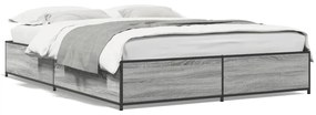 3279840 vidaXL Cadru de pat, gri sonoma, 150x200 cm, lemn prelucrat și metal